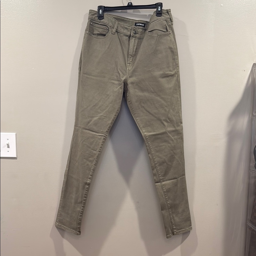 Express Olive Straight-Leg Pants